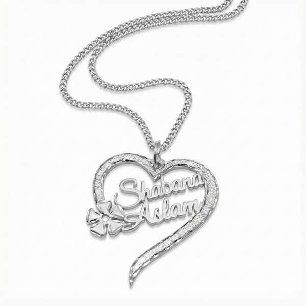Exquisite Diamond Studded Flower Heart Pendant - KraftedKey