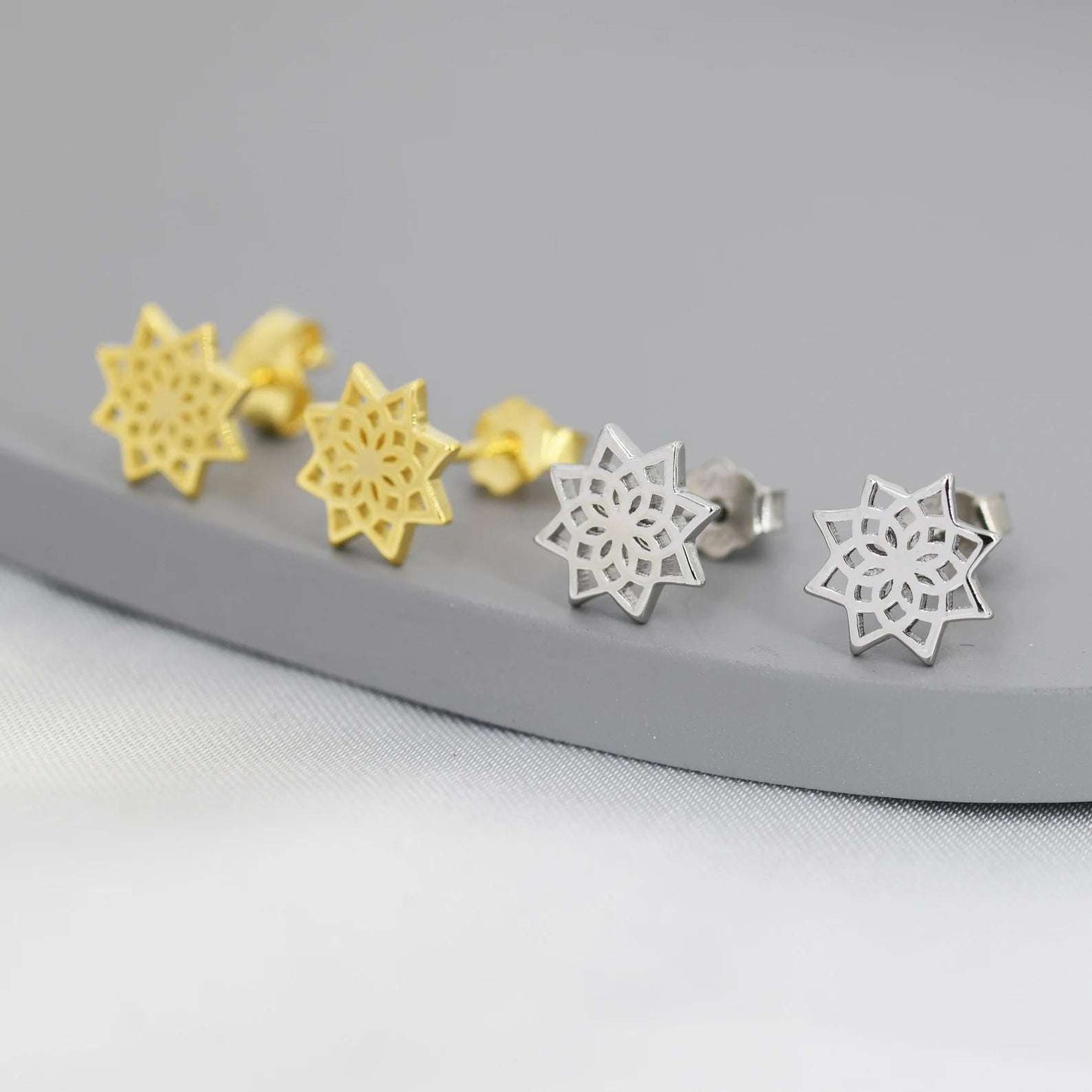 Elegant, engraved stud earrings