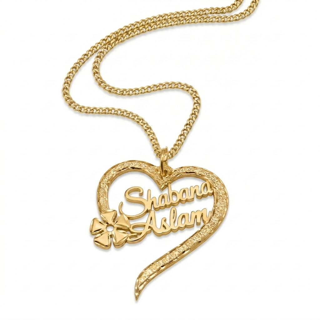 Exquisite Diamond Look Flower Heart Pendant