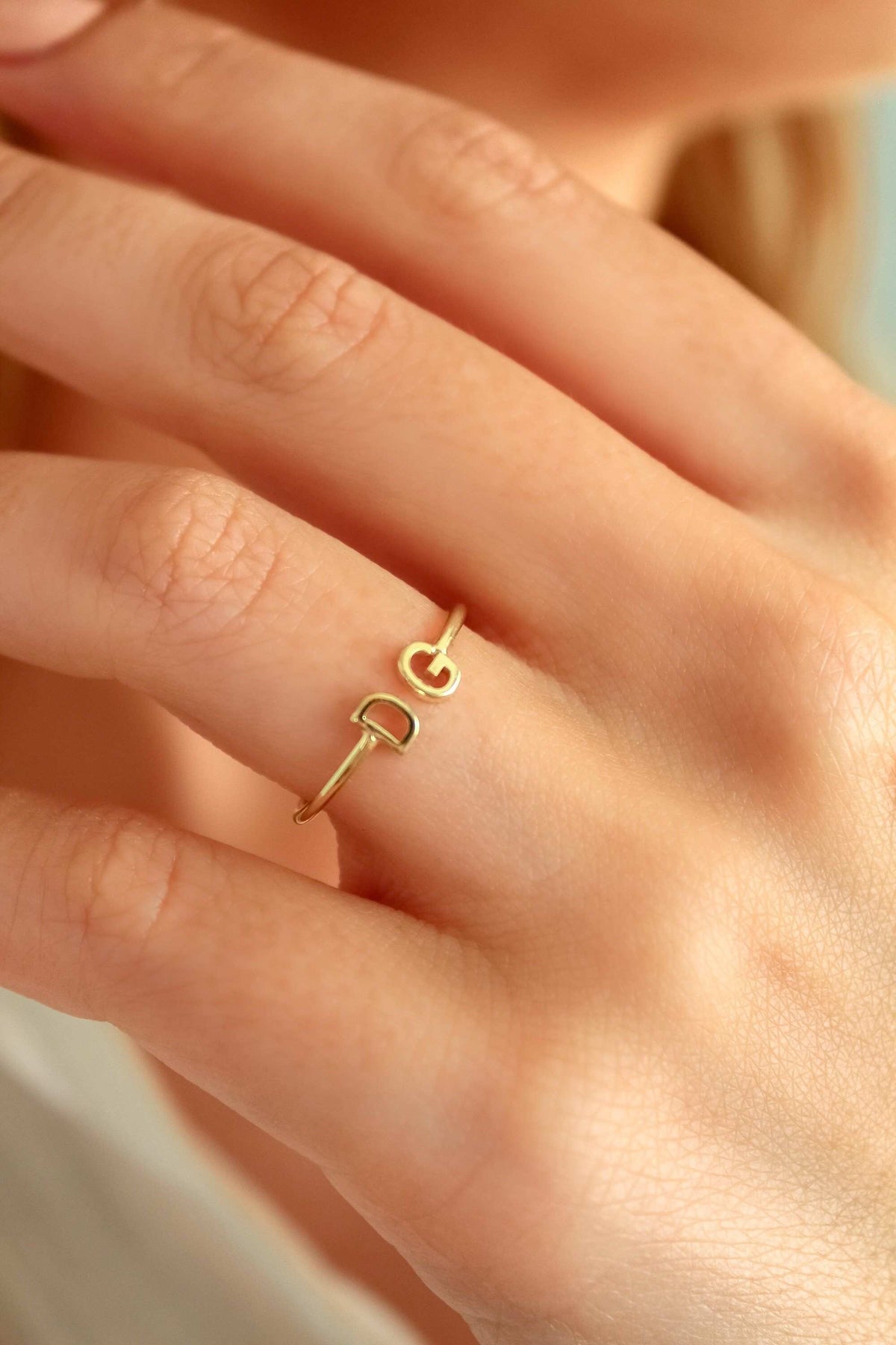 Double Letter Initial Ring – Personalized Minimalist Jewelry