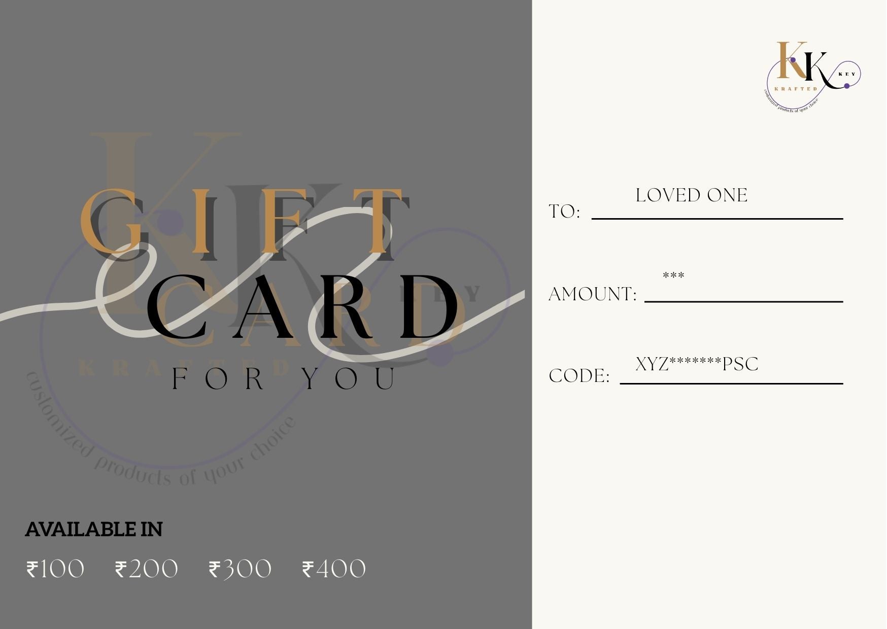 KraftedKey Digital Gift Card – Flexible Use on Name Pendants and Bracelets