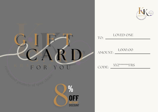 KraftedKey Gift Card with Elegant Design – Redeemable for Custom Accessories