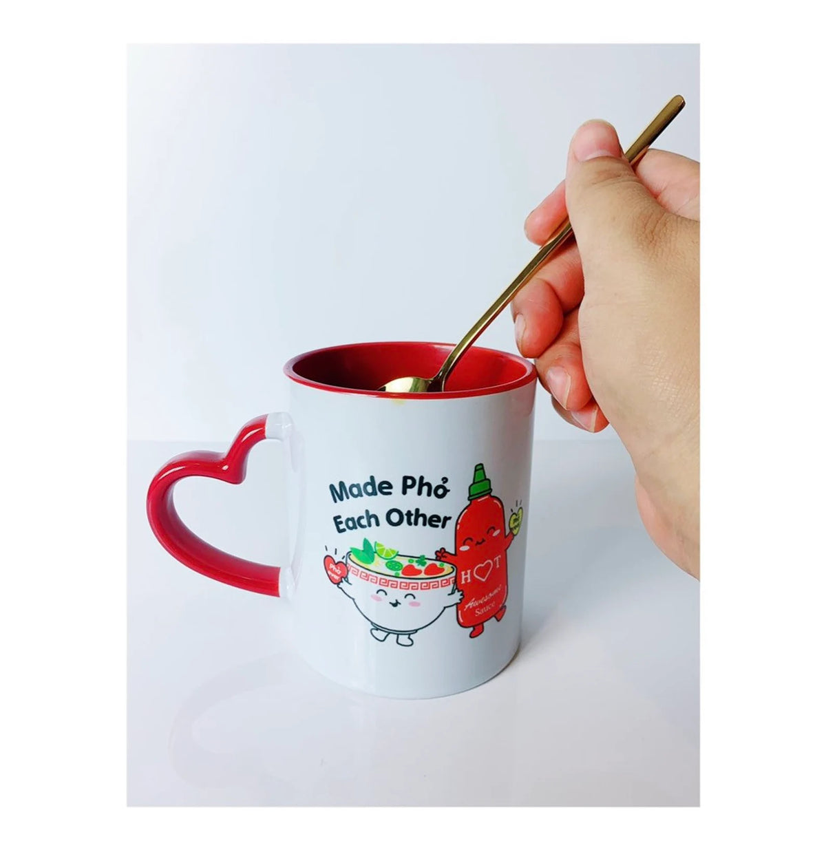 Customized Heart Handle Mug - 320ml Personalized Ceramic Mug with Custom Print