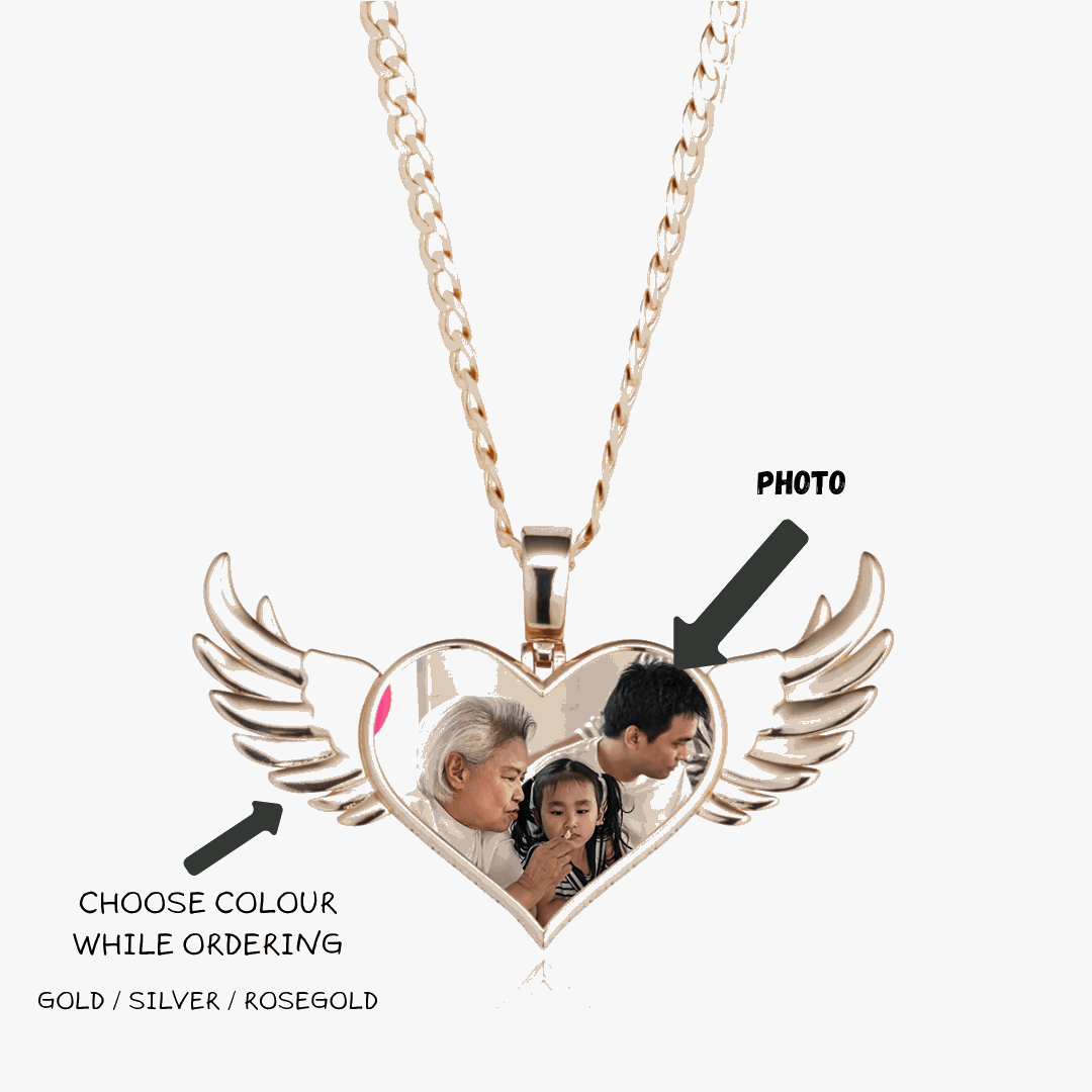 Heart Wings Photo Pendant – Personalized Photo Jewelry Gift for Women