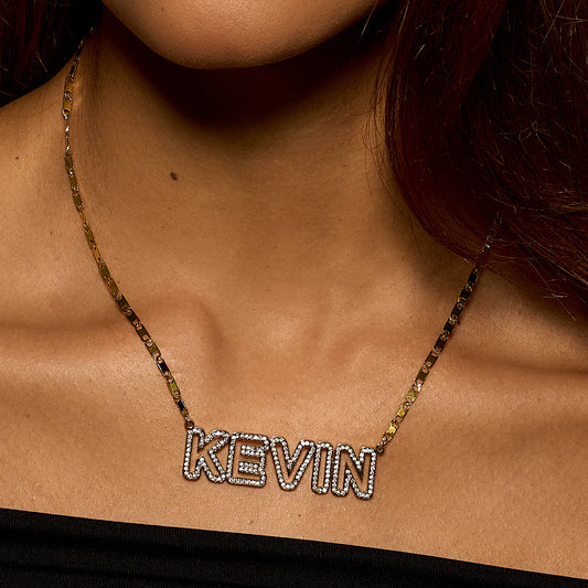 ICED-OUT BLOCK NAME PENDANT