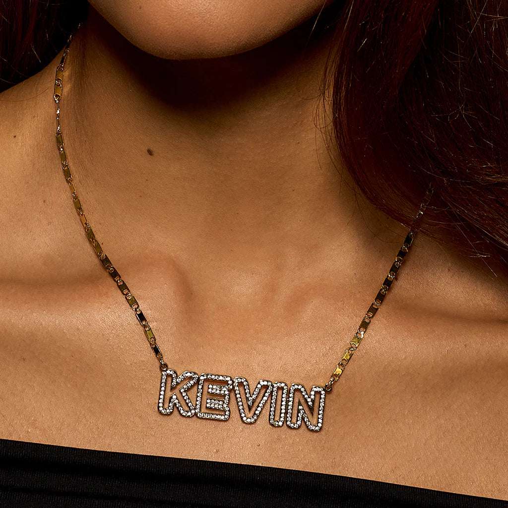 Iced-Out Name Pendant – Custom Bling Block Name Necklace