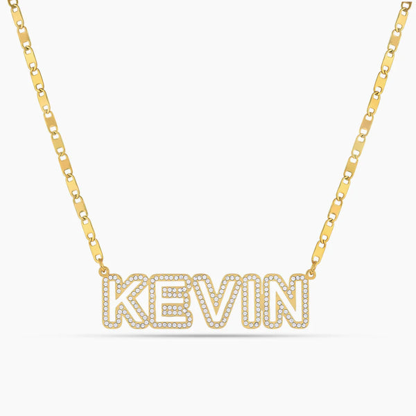 Iced-Out Name Pendant – Custom Bling Block Name Necklace - KraftedKey