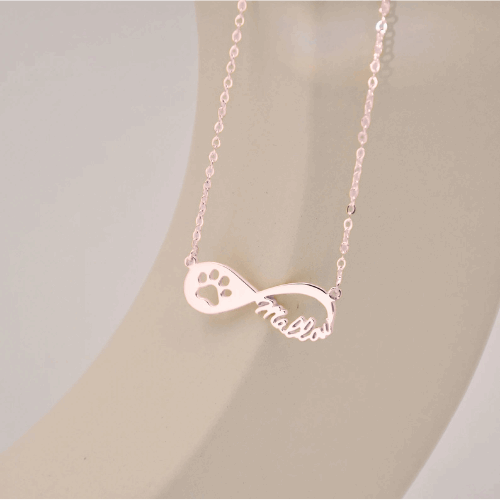 Infinite Paw Print Name Pendant – Personalized Pet Jewelry