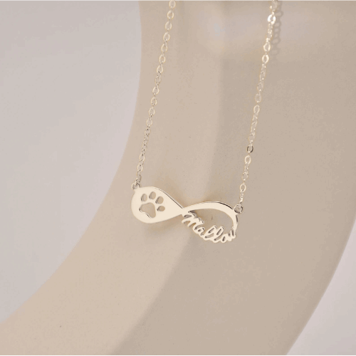 Infinite Paw Print Name Pendant – Personalized Pet Jewelry - KraftedKey
