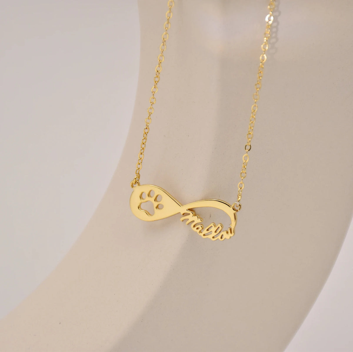 Infinite Paw Print Name Pendant – Personalized Pet Jewelry