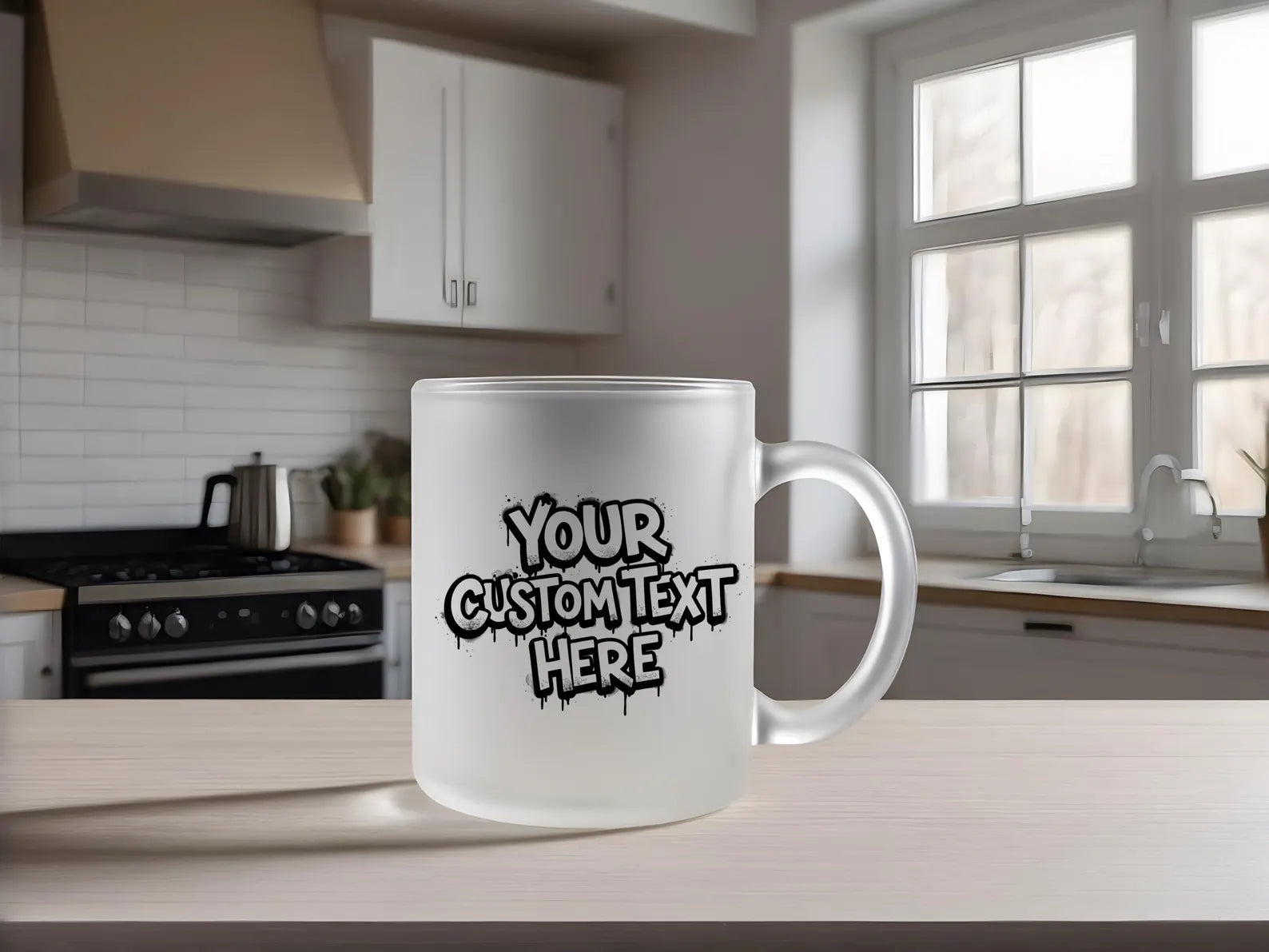 Custom Frosted Glass Mug 320 ml with personalized name print and matte finish, 320 ml frosted glass mug with custom logo design and ergonomic handle, Personalized frosted mug with soft matte texture and elegant branding, Frosted glass coffee mug 320 ml with custom artwork for gifting, Custom printed frosted mug with translucent finish and premium look, Minimalist frosted glass mug 320 ml with engraved name and soft glow, Custom Frosted Glass Mug 320 ml styled for corporate gifting and branding.