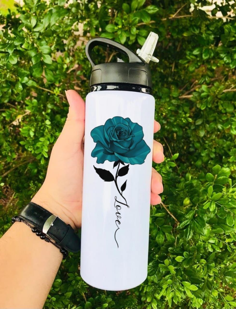 Personalized quote printed 650 ml sipper bottle, white body and black head