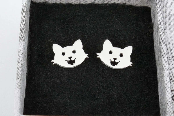 Kitty Face Earrings Customized – Personalized Cat Jewelry for Women & Girls - KraftedKey