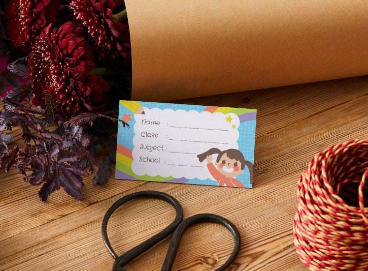 Colorful girls’ school book name sticker for stationery – KraftedKey