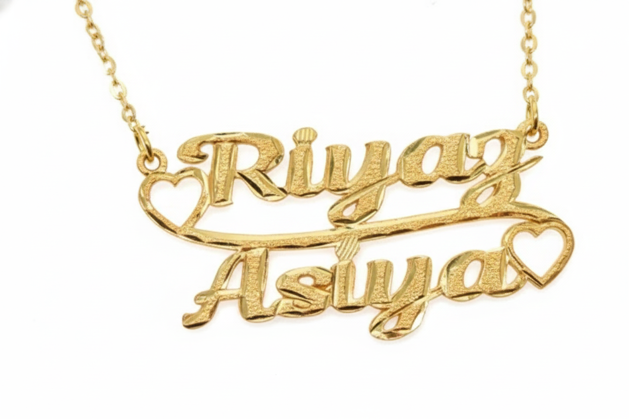 Love Duo interlocked pendant in premium gold plating for couples