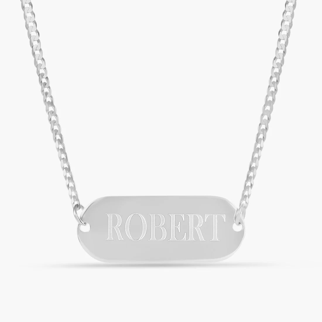 Engraved Rounded Pendant – Personalized Custom Metal Necklace