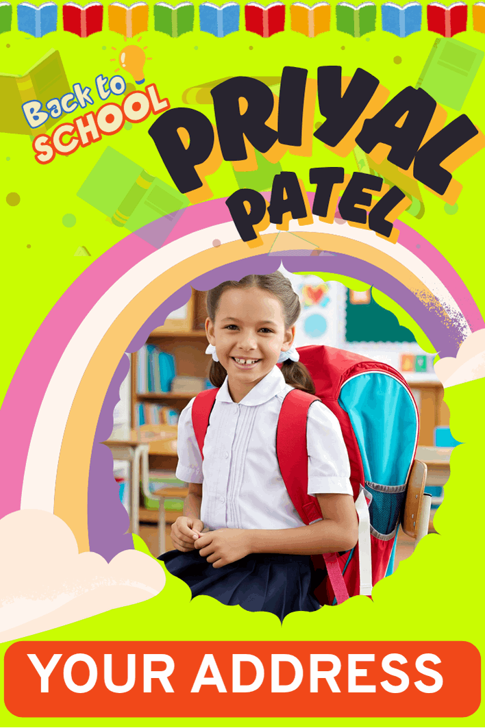 Personalized Rainbow School Bag Name Tags – Custom Waterproof Kids Bag Labels with Address
