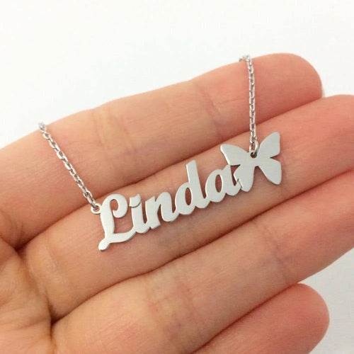 Butterfly Pendant with Name - Personalized Butterfly Pendant Custom Jewelry - KraftedKey
