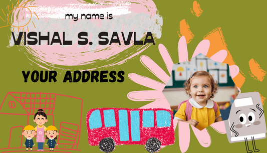 Colorful unicorn-themed name sticker with child’s name in playful font
