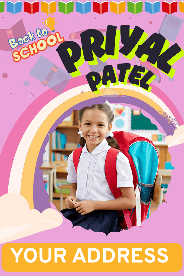 Personalized Rainbow School Bag Name Tags – Custom Waterproof Kids Bag Labels with Address