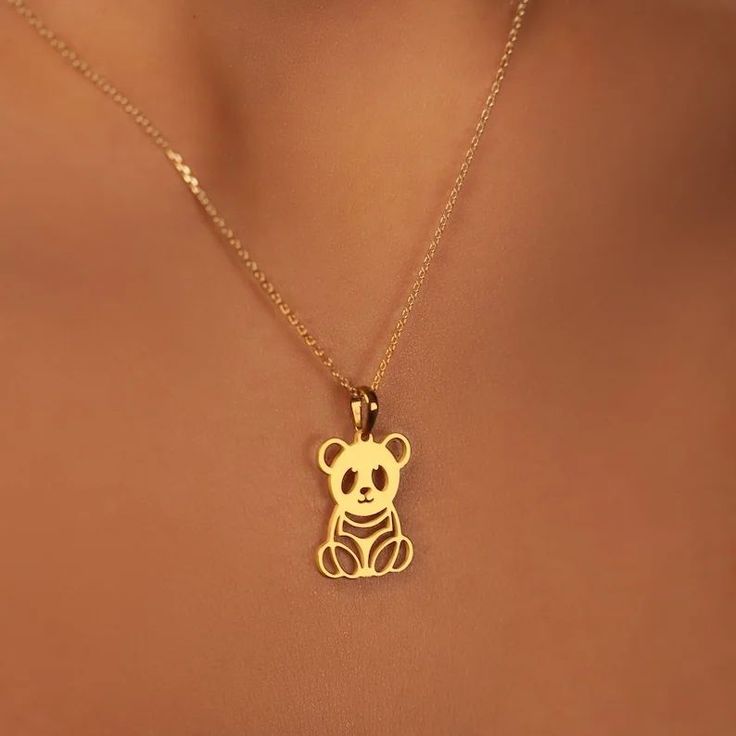 Unique cute panda animal pendant necklace gift for women