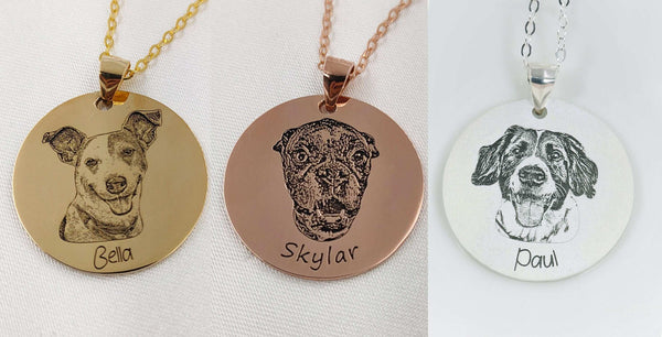 Paw Photo Engraved Pendant – Personalized Pet Memorial Jewelry with Name - KraftedKey