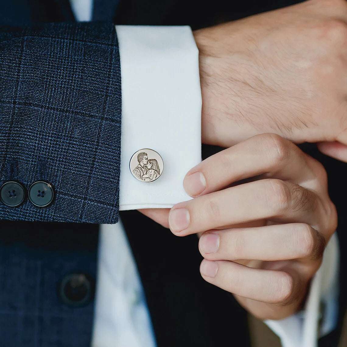 Personalized Photo Engraved Cufflinks – Custom Photo Engraving Men's Cufflink Gift