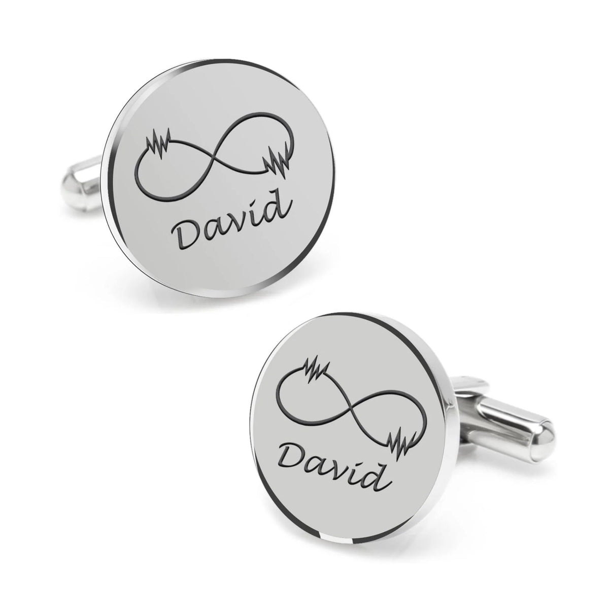 Personalized Infinity Cufflinks – Custom Engraved Name Cufflinks for Men