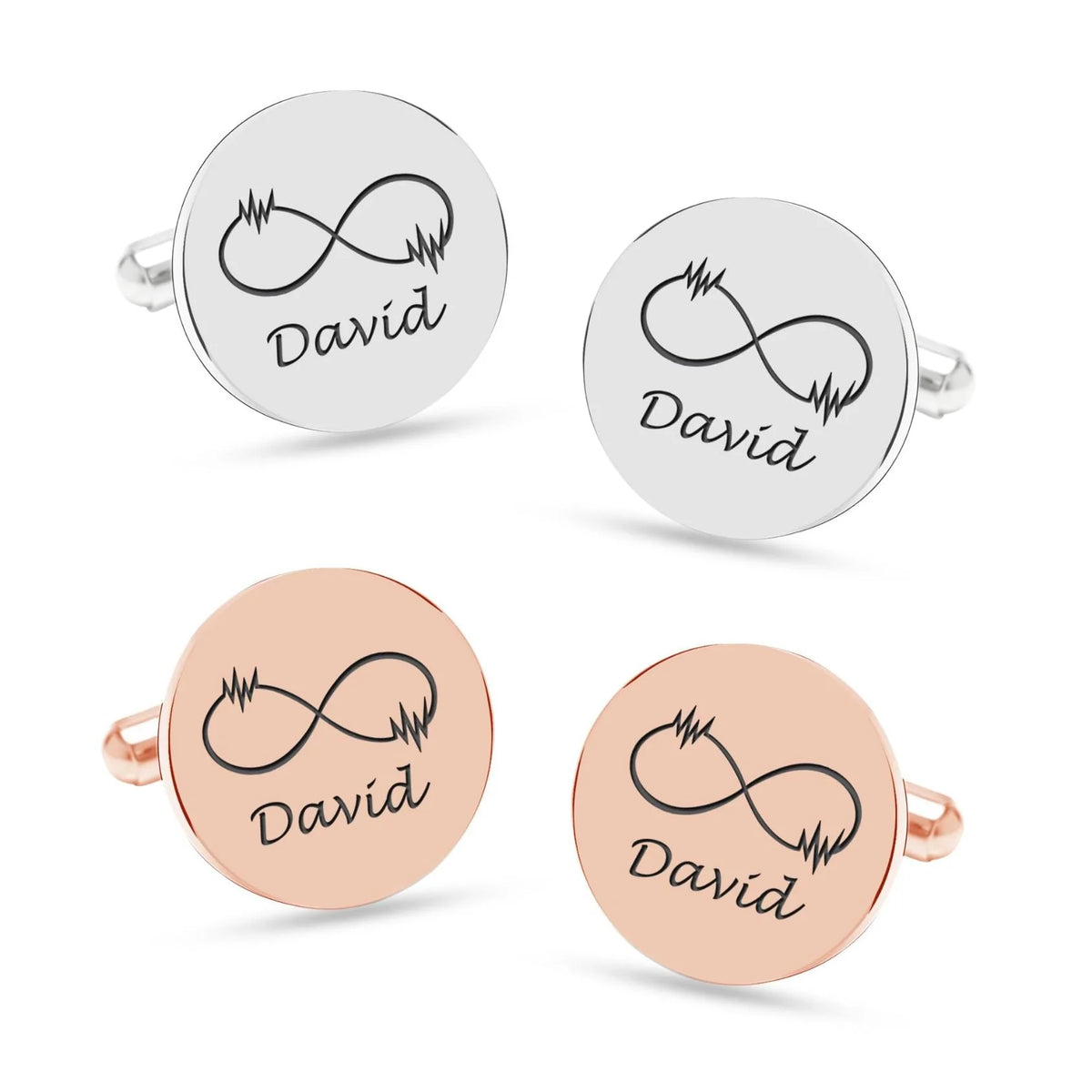Personalized Infinity Cufflinks – Custom Engraved Name Cufflinks for Men