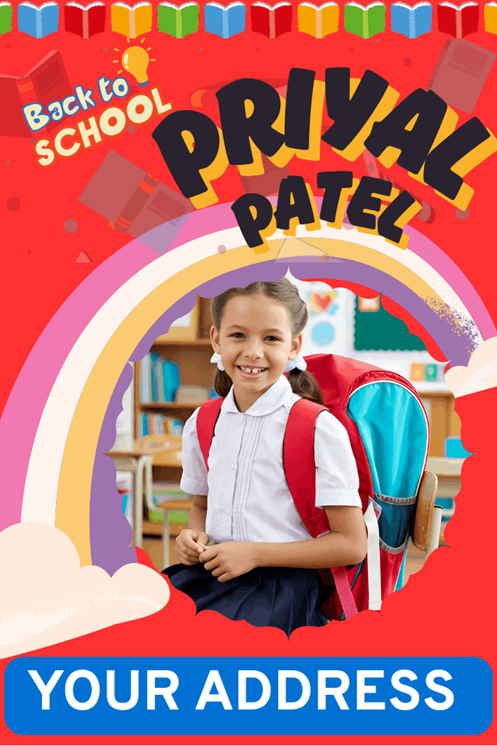 Personalized Rainbow School Bag Name Tags – Custom Waterproof Kids Bag Labels with Address