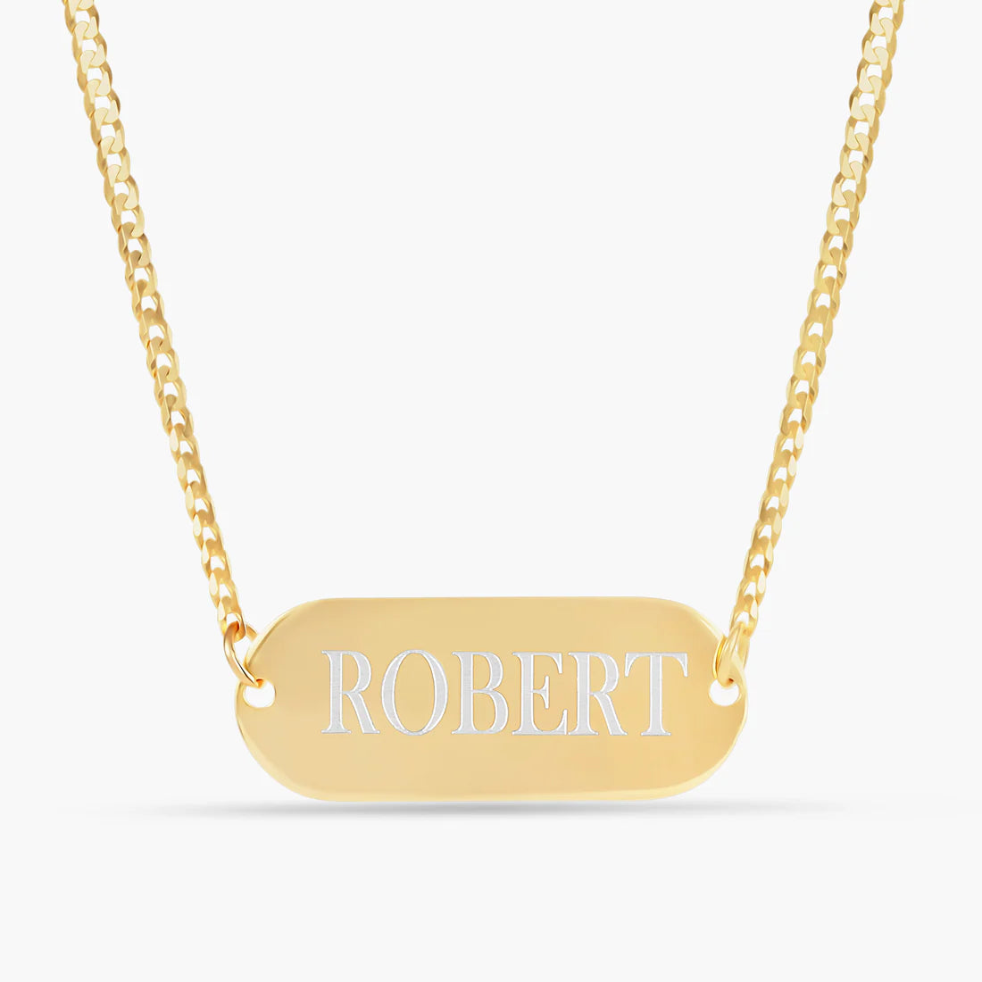 Engraved Rounded Pendant – Personalized Custom Metal Necklace