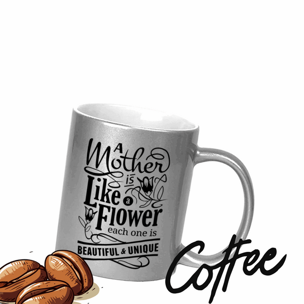 Customized Silver Mug - 320ml Premium Ceramic Mug with Personalization and Sleek Metallic Finish - KraftedKey