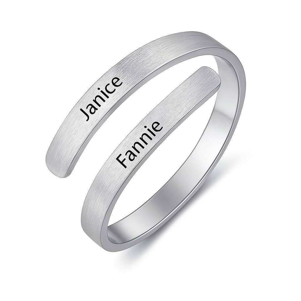 Double Name Engraved Ring – Personalized Couple Jewelry