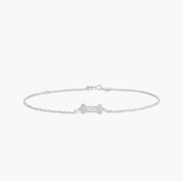 Engraved Dog Bone Bracelet – Personalized Custom Name Jewelry for Pet Lovers - KraftedKey