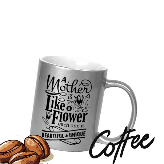  Custom Silver Mug showcasing sleek metallic shine and personalized design details., Premium 320ml ceramic silver mug with a glossy finish, ready for customized text and photo uploads., Elegant silver mug featuring a lustrous metallic finish and bespoke design options for a refined look., High-quality custom silver mug designed with a chip-resistant coating and versatile personalization features., Sophisticated silver drinkware perfect for corporate gifting with customizable messaging and imagery.