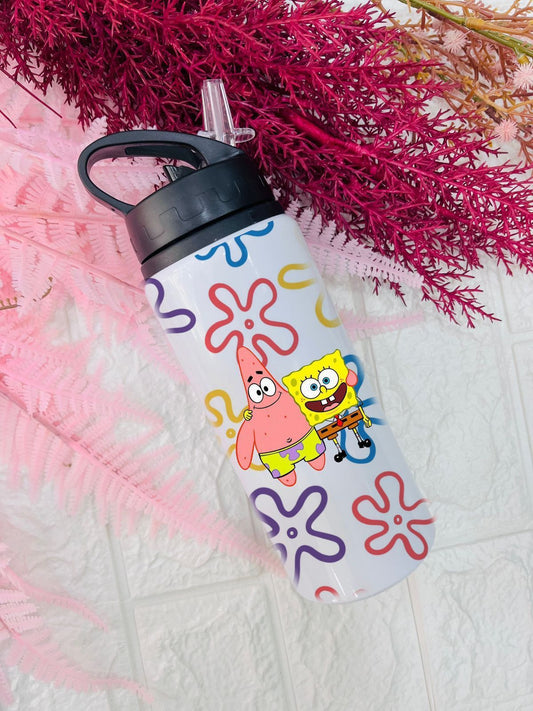 650 ml stainless steel sipper water bottle in white and black with custom logo option