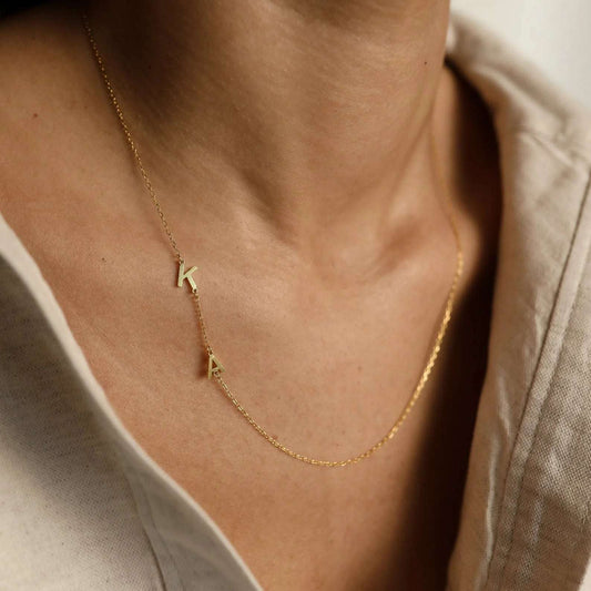 Custom sideways initial necklace