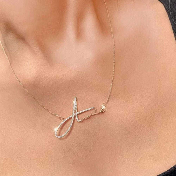 Signature Style Diamond Name Necklace – Custom Personalized Name Jewelry with Diamonds - KraftedKey