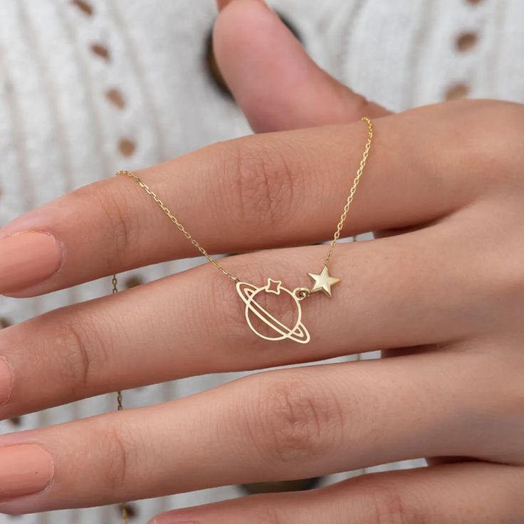 Personalized Planet Necklace with Saturn Pendant – Cosmic Galaxy Jewelry
