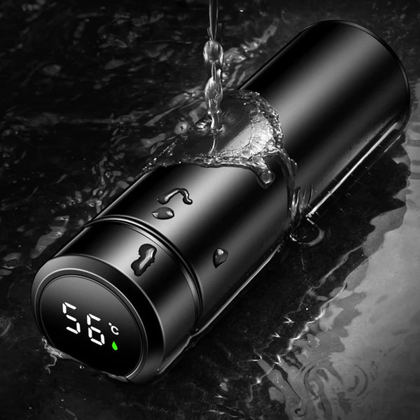 Personalized Black Temperature Sipper - 500ml Insulated Bottle with LED Display for Perfect Hydration - KraftedKey
