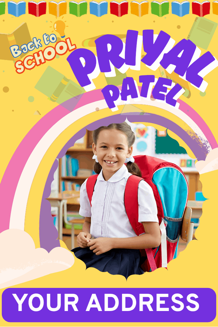 Personalized Rainbow School Bag Name Tags – Custom Waterproof Kids Bag Labels with Address