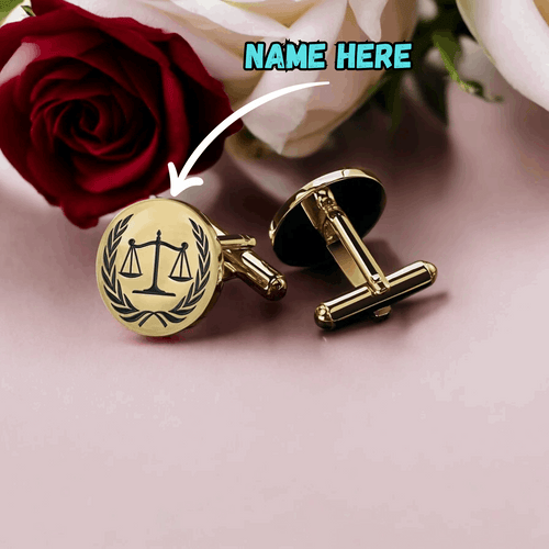 Custom Engraved Lawyer Cufflinks - Personalized Metal Design for the Perfect Gift - KraftedKey