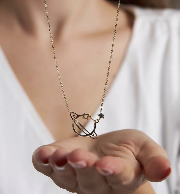 Personalized Planet Necklace with Saturn Pendant – Cosmic Galaxy Jewelry