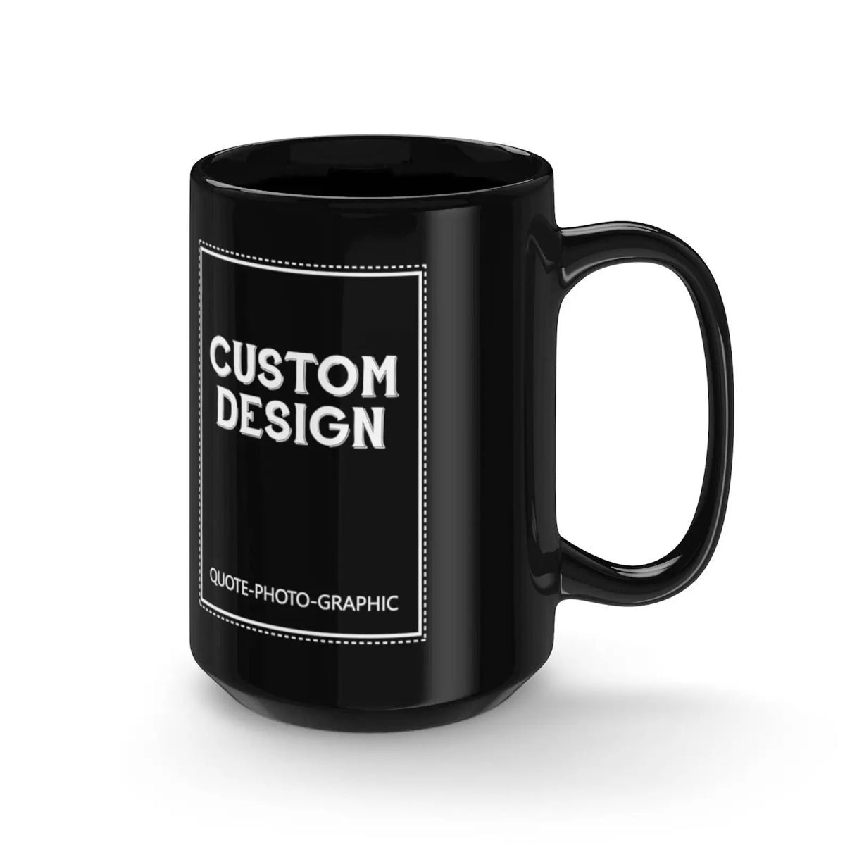 Personalized Black Mug with Photo & Message - Custom 320ml Ceramic Gift