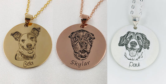 PAW PHOTO ENGRAVED ROUND PENDANT WITH NAME