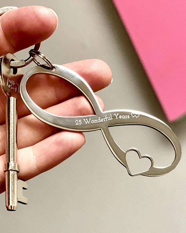 Personalized Infinite Engraved Keychain with Heart – Custom Couples Gift