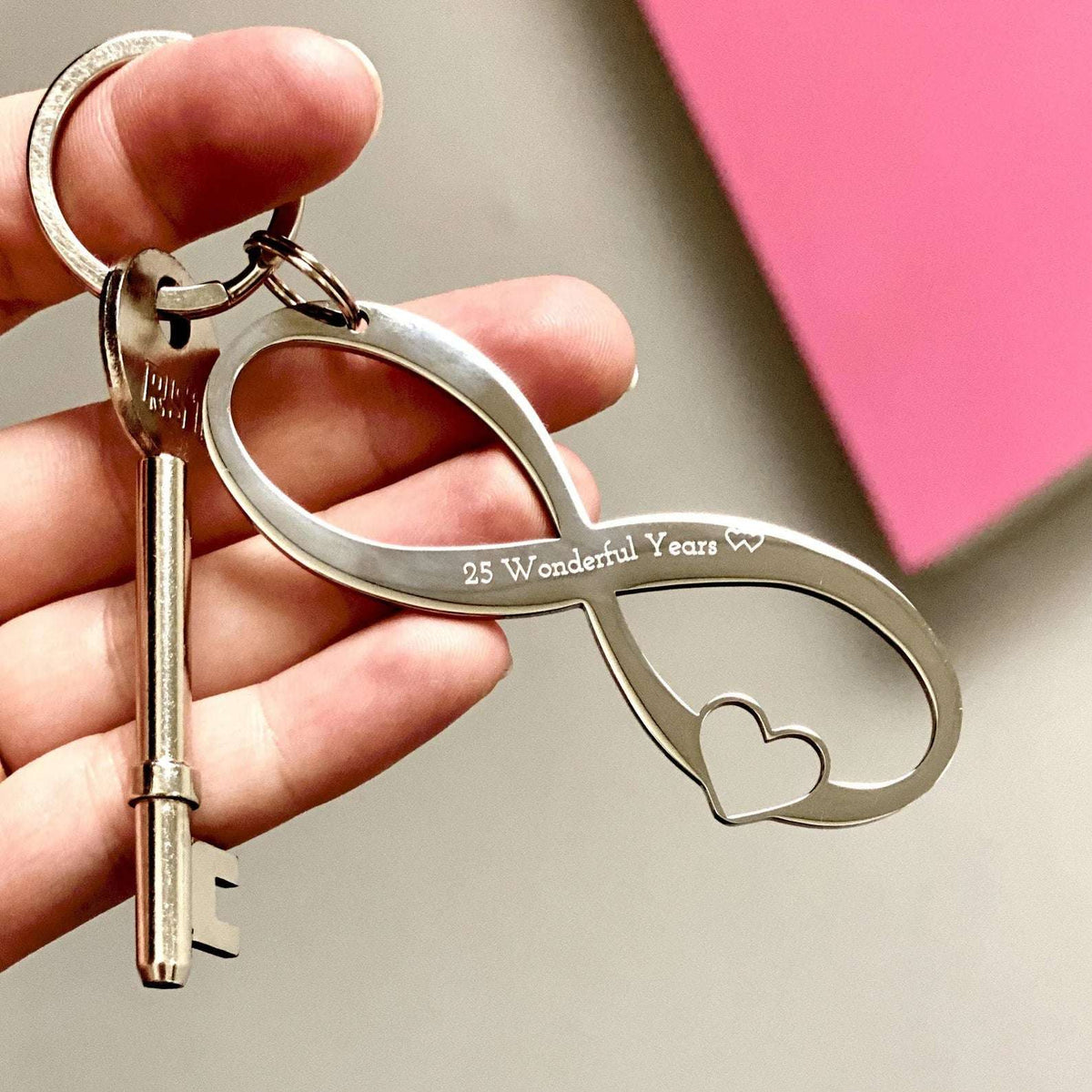 Personalized Infinite Engraved Keychain with Heart – Custom Couples Gift