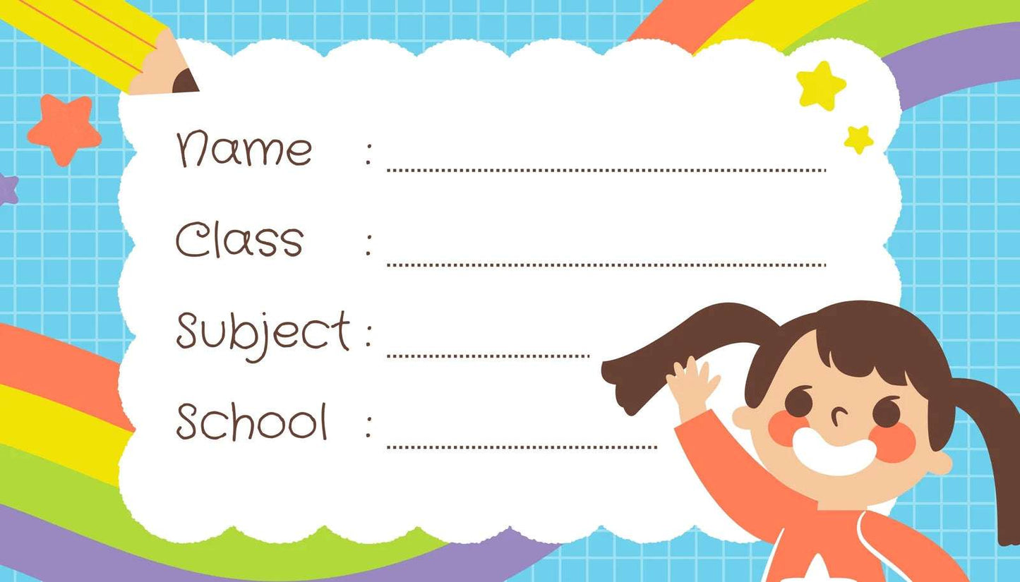 Custom girls’ book label with cartoon and name – KraftedKey