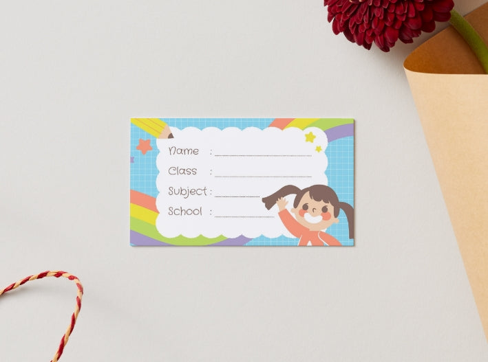 Cute personalized girls school book label, waterproof and glossy – KraftedKey