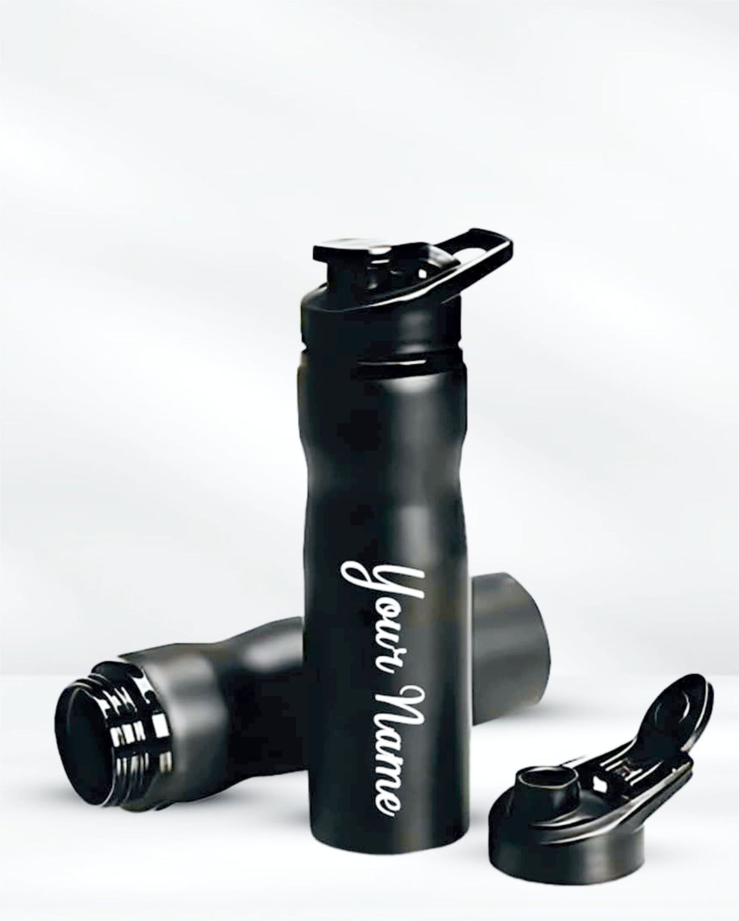 custom printed 800 ml black steel water bottle